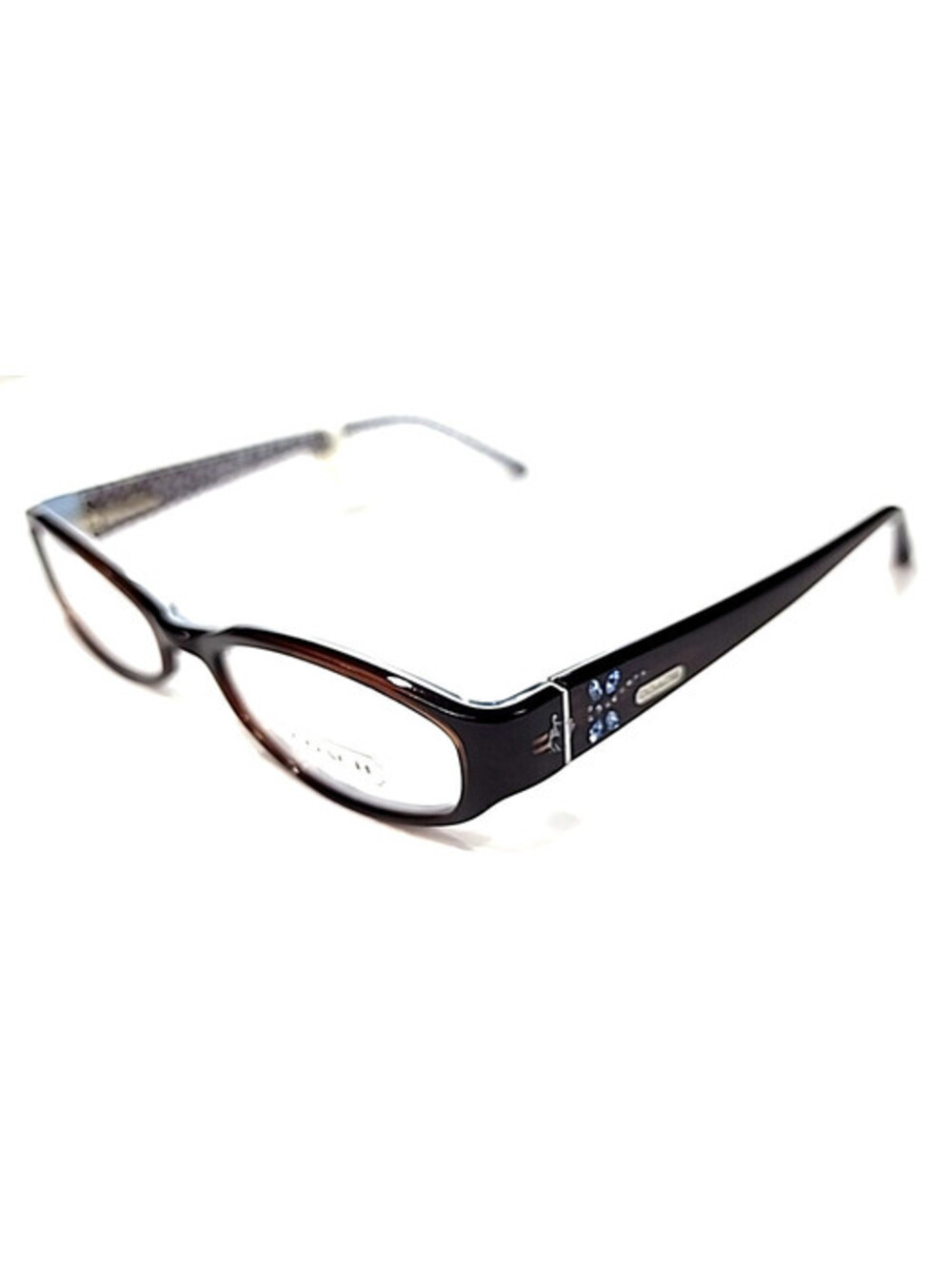 Coach 530 Annabel Small Glossy Brown Blue Oval Eyeglasses 50-18 135
